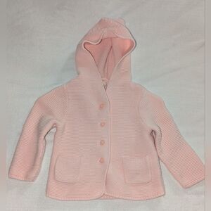 Baby Gap Infant Girls Pale Pink Knit Sweater Cardigan Jacket Hoodie 12-18 Months